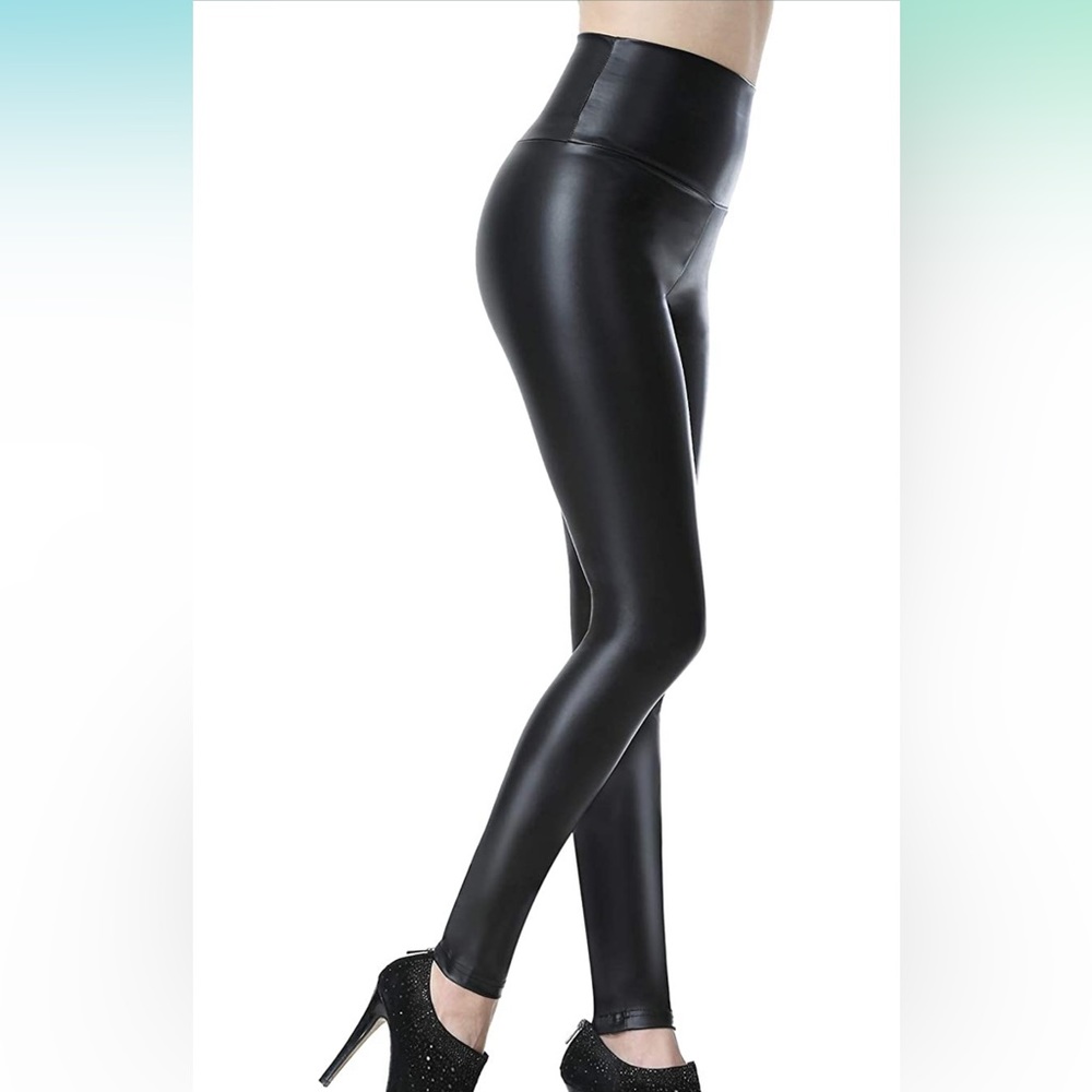 Everbellus Sexy Womens Faux Leather High Waisted Leggings